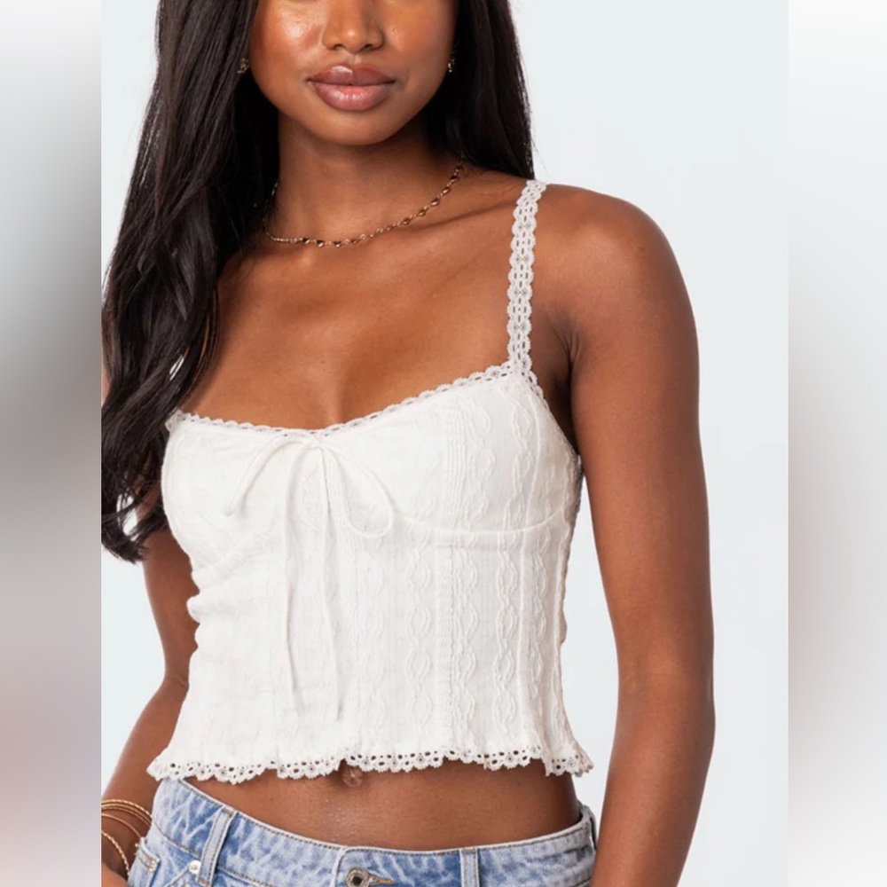 Edikted White Lace Crop Top